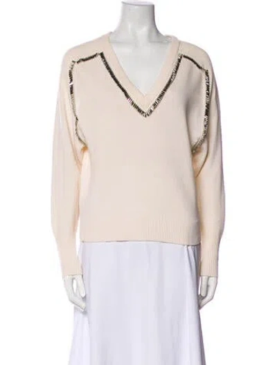 Pre-owned Chloé Cashmere V-neck Sweater In Neutral