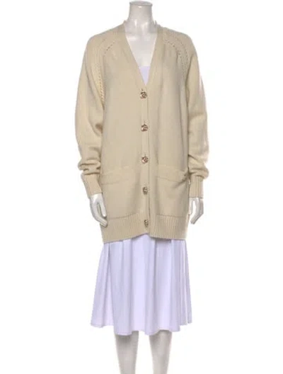 Pre-owned Chloé Cashmere V-neck Sweater In Neutral