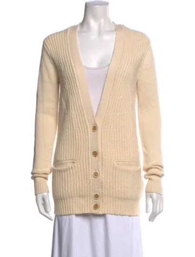Pre-owned Chloé Cashmere V-neck Sweater In Neutrals