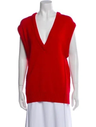 Pre-owned Chloé Cashmere V-neck Sweater In Red