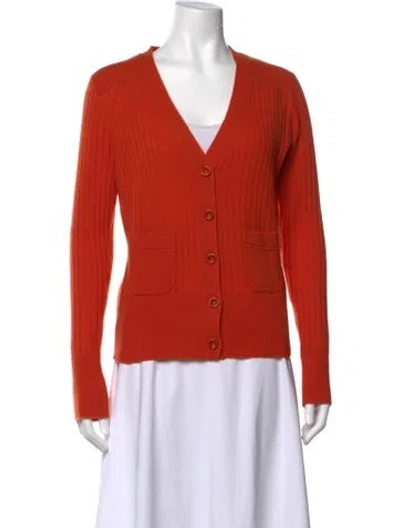 Pre-owned Chloé Cashmere V-neck Sweater In Red