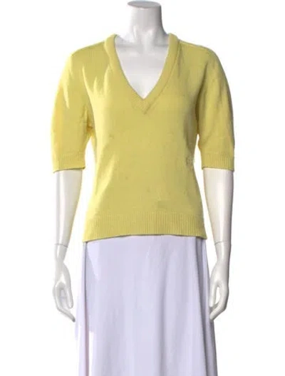 Pre-owned Chloé Cashmere V-neck Sweater In Yellow