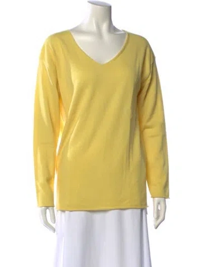 Pre-owned Chloé Cashmere V-neck Sweater In Yellow