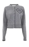 Chloé Cashmere-wool Logo-detailed Ribbed Knit Cardigans In Gray