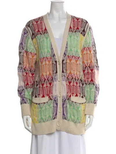 Pre-owned Chloé Cashwool Patterned Sweater In Neutral