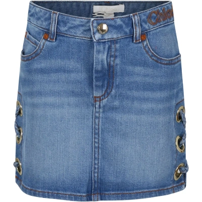 Chloé Kids' Casual Denim Skirt For Girl