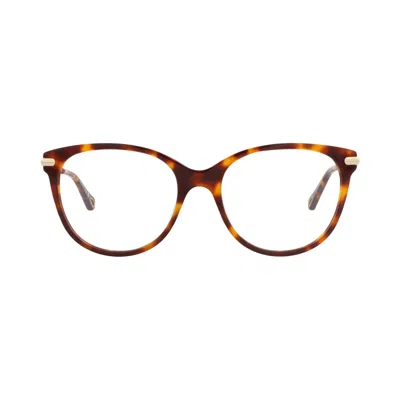 Pre-owned Chloé Cat Eye-frame Bio Acetate Optical Frames 'havana/gold/transparent' | Brown | Women's Size Ones
