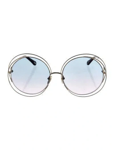 Pre-owned Chloé Cat-eye Clear Sunglasses In Gold