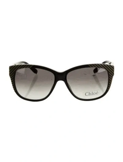 Pre-owned Chloé Cat-eye Gradient Sunglasses In Black