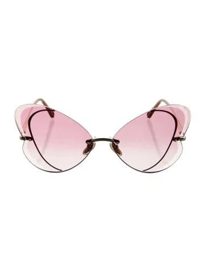 Pre-owned Chloé Cat-eye Gradient Sunglasses In Gold