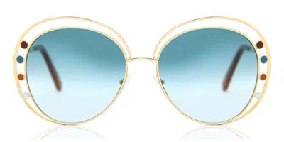Chloé Ce 169s 838 Occhiali Da Sole Oro Per Donna In Blue