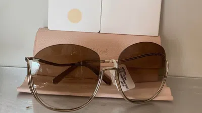 Pre-owned Chloé Ce125s 760 Sunglasses Gold Frames Transparent Khaki Lens 64-17 W74 In Clear