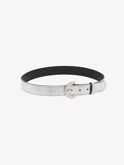 Chloé "c" Belt Silver Size L 100% Calf-skin Leather In Argent