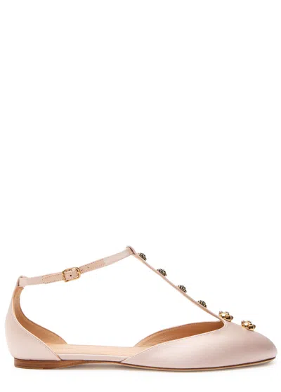 Chloé Chloe Celeste Embellished Satin Ballet Flats In Brown