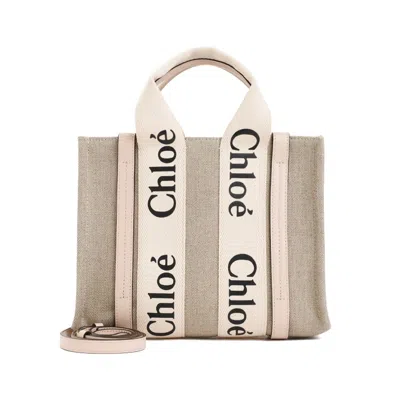 Chloé Cement Pink Small Woody Tote Bag In Neutral