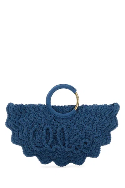 CHLOÉ CHLOÉ CERULEAN BLUE FABRIC SMALL BRACELET PARAVENT HANDBAG
