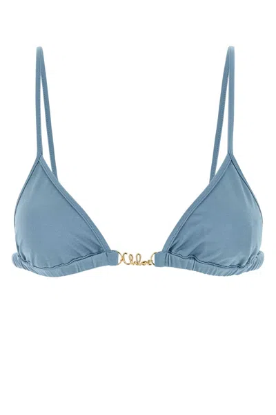 CHLOÉ CERULEAN BLUE STRETCH NYLON BIKINI TOP
