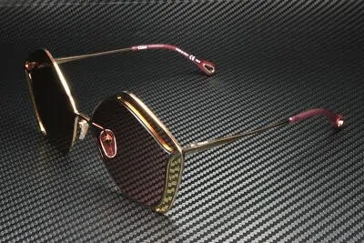 Pre-owned Chloé Chloe Ch0026s 004 Round Oval Panthos Gold Red Red 59 Mm Women's Sunglasses In Solid Burgundy