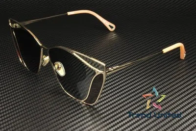 Pre-owned Chloé Chloe Ch0049s 002 Directional Gold Shiny Grey 59 Mm Women's Sunglasses In Gray