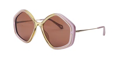 Chloé Ch0061s 001 Occhiali Da Sole Rosa Per Donna In Brown
