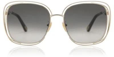 Chloé Ch0077sk Asian Fit 001 Women's Sunglasses Gold Size 58 In Gray