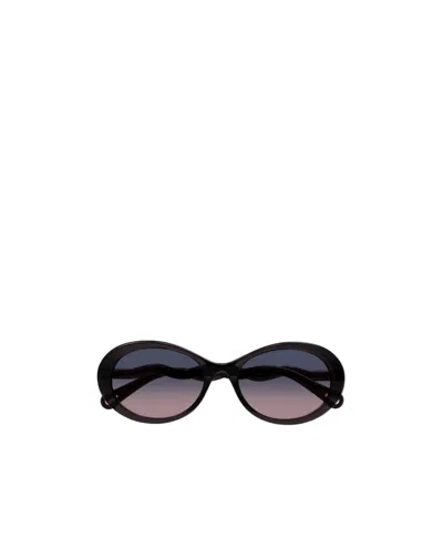 Chloé Ch0088s Oval-frame Sunglasses In Black