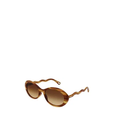 Chloé Ch0088s Oval-frame Sunglasses In Brown
