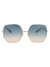 Chloé Gradient-sense Square-frame Sunglasses In 003 Gold Gold Green