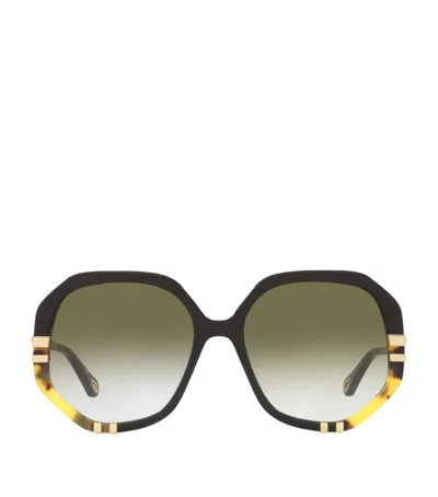 Chloé Ch0105s Rectangle Sunglasses In Green