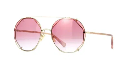 Pre-owned Chloé Ch0113s Gold/blue Shaded (001) Sunglasses