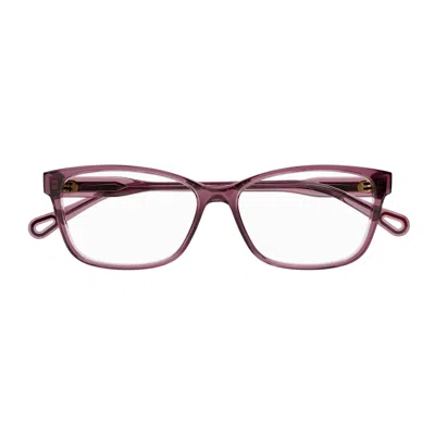 Chloé Ch0116o Translucent Deep Plum Acetate Eyeglasses In Pattern