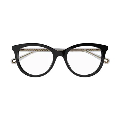 Chloé Ch0117o Rounded Black Bio Acetate Eyeglasses In Multi