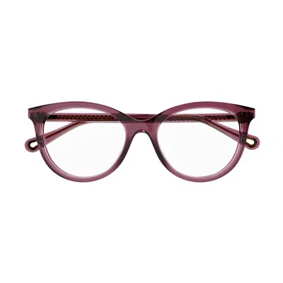 Chloé Ch0117o Rounded Cat-eye Eyeglasses In Purple