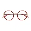 Chloé Ch0132o Geometric Octagonal Eyeglasses In Burgundy