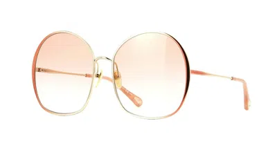 Pre-owned Chloé Ch0146s Gold With Havana/orange Shaded (002) Sunglasses