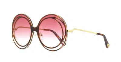 Pre-owned Chloé Chloe Ch0154s Textured Shiny Black/red Shaded (001) Sunglasses