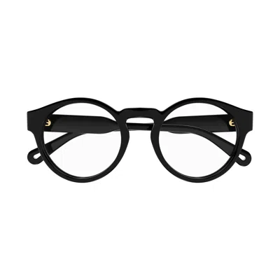 Chloé Ch0159o Round Frame Eyeglasses In Glossy Black