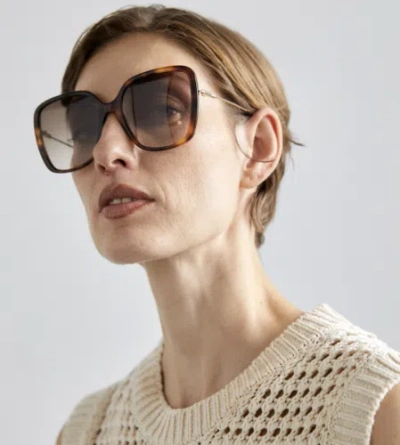 Pre-owned Chloé Chloe Ch0173s-002 Havana-gold Sunglasses
