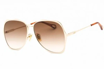 Pre-owned Chloé Chloe Ch0183s-002-60 Sunglasses Size 60mm 140mm 14mm Gold Women In Brown