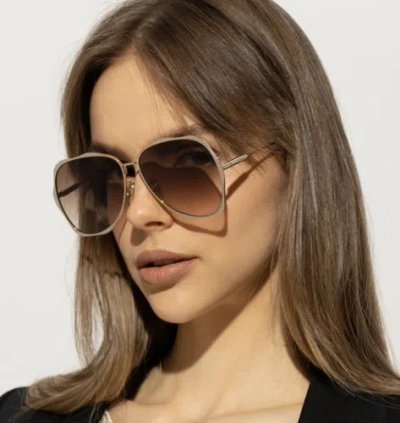Pre-owned Chloé Chloe Ch0183s-002 Gold-gold Sunglasses