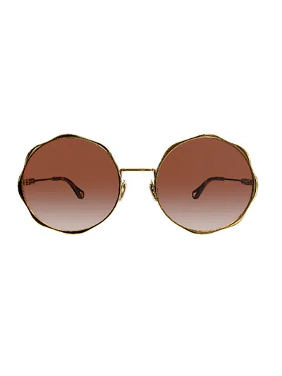 Chloé Ch0184s Sunglasses In Gold Gold Orange