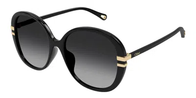 Chloé Ch0207sk Asian Fit 001 Women's Sunglasses Black Size 58