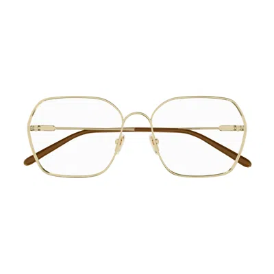 Chloé Ch0208o Geometric Oversized Square Eyeglasses In Gold