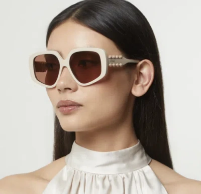 Pre-owned Chloé Chloe Ch0210s-003 Ivory-ivory Sunglasses In Red