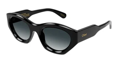 Pre-owned Chloé Ch0220s Black/grey Shaded (001) Sunglasses