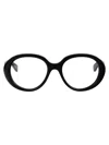 Chloé Logo-debossed Round-frame Glasses In 001 Black Black Transparent