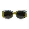 Chloé Ch0251s Linea Gayia 004 Green Grey Sunglasses In Verde