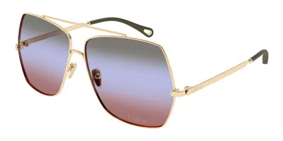 Chloé Ch0278s 007 Occhiali Da Sole Oro Per Donna In Multi
