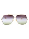 Chloé Chloe Butterfly Sunglasses Ch0278 S 002 In Gold-gold-green
