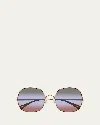 Chloé Gold-gold-green Metal Sunglasses